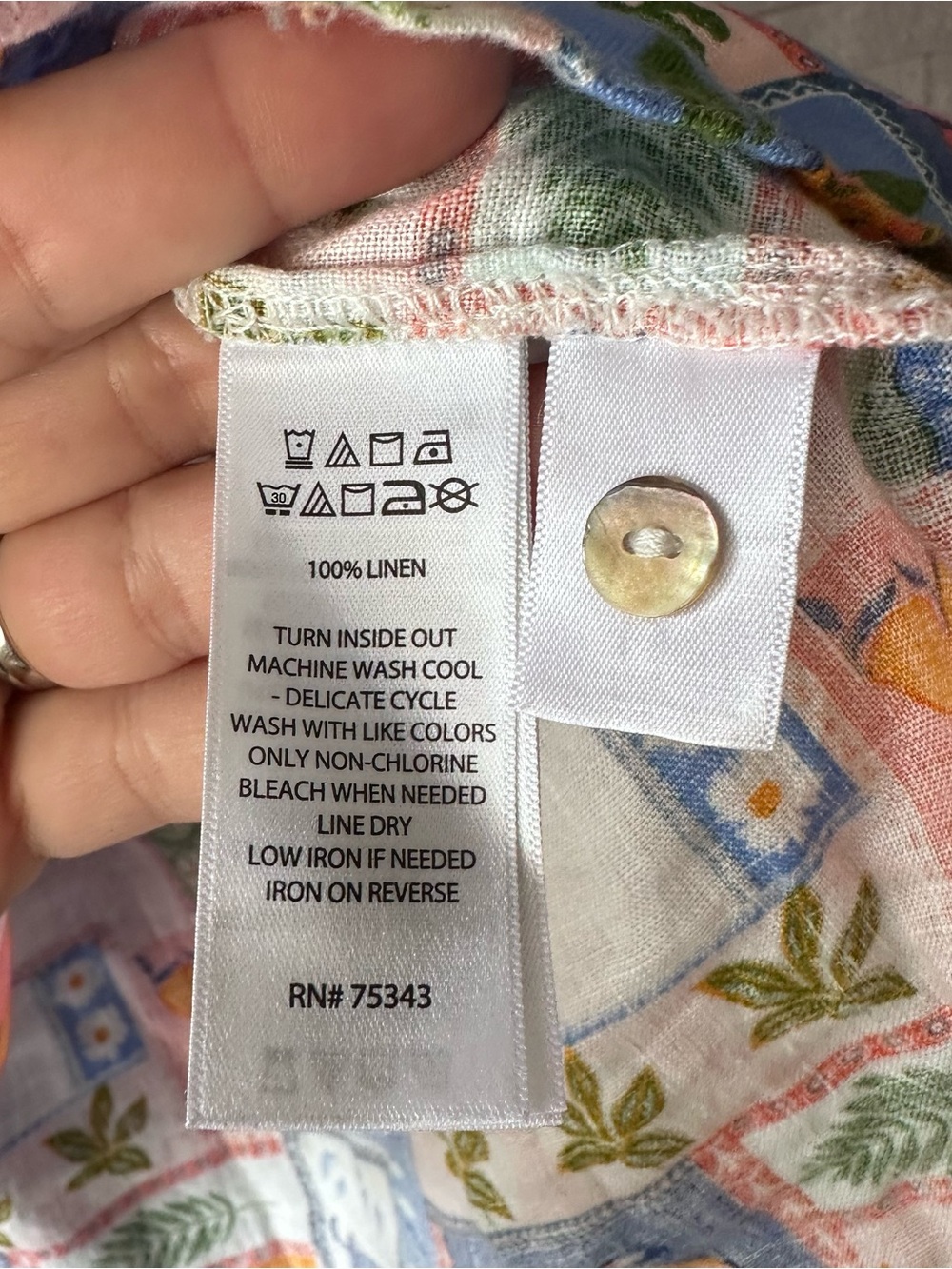 C&C Tropical Vacation Marrakech Multi Patchwork Fruit Print Linen Shirt Size S - Picture 6 of 10